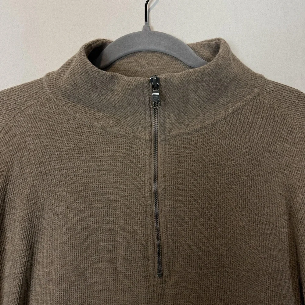 Banana Republic Sweater Mens XL Brown 1/4 Zip Mock Neck Knit‎ Pullover Soft